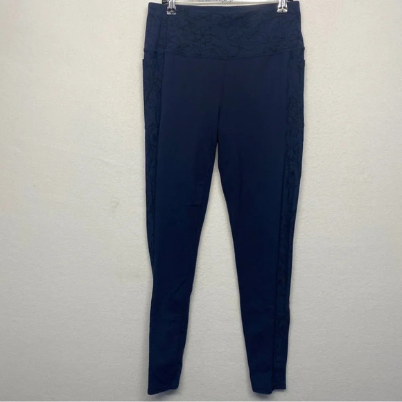 Sketchers Navy Blue Floral Skinny Leggings S? - Picture 2 of 8